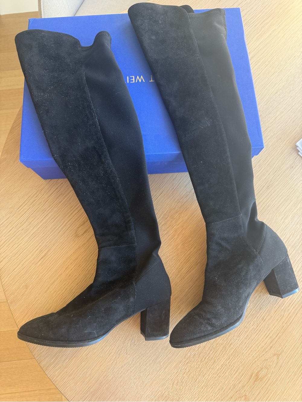 Stuart Weitzman 5050 black suede boots size 9